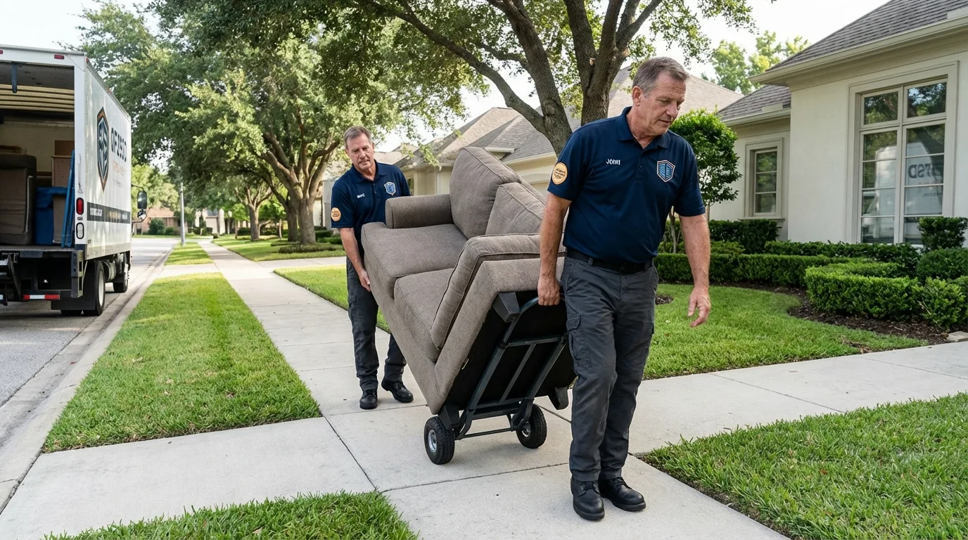 Local residential moving crew loading furniture in State College, PA